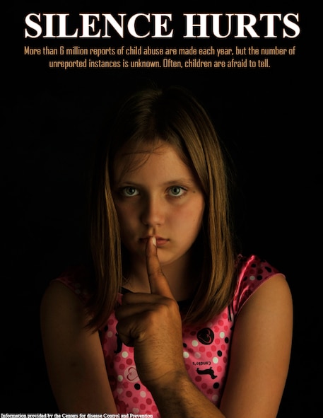 MOODY AIR FORCE, Ga. – Children who are victims of sexual abuse usually develop low self-esteem, a feeling of worthlessness, may mistrust adults and can become withdrawn or suicidal,  according to the American Academy of Child Adolescent Psychiatry. Child abuse is reported about 80,000 times a year, but the number of unreported instances is unknown because children are often afraid to tell anyone. (U.S Air Force photo illustration by Staff Sgt. Schelli Jones/RELEASED)