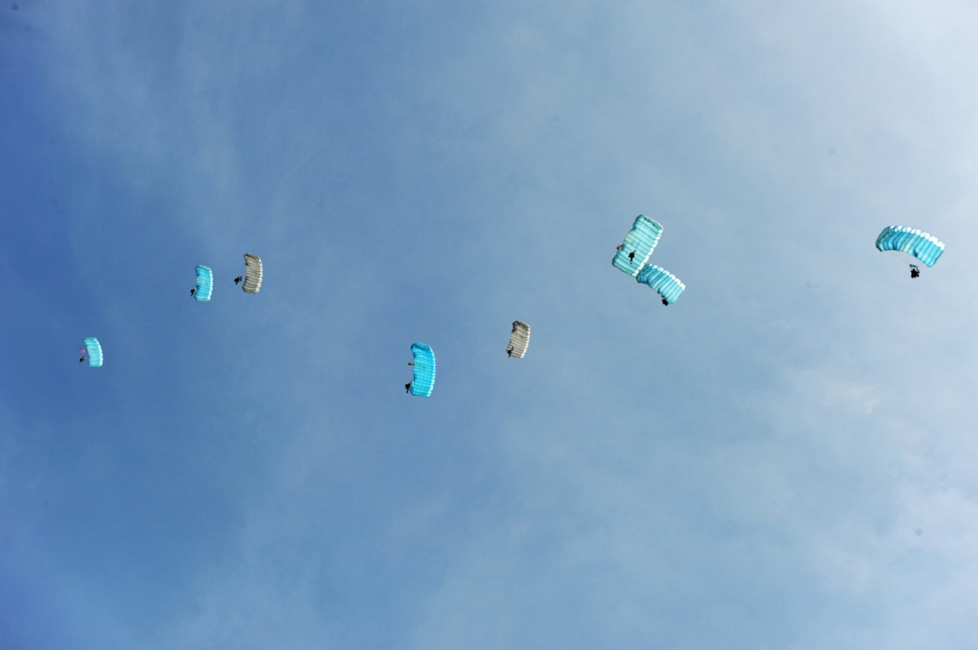 Indonesian airmen jump from an Air Force C-130 Hercules assigned to 36th Airlift Squadron at Yokota Air Base, Japan, during Exercise Cope West 2010 April 21, 2010, in Indonesia. (U.S. Air Force photo/Tech. Sgt. Cohen A. Young)
