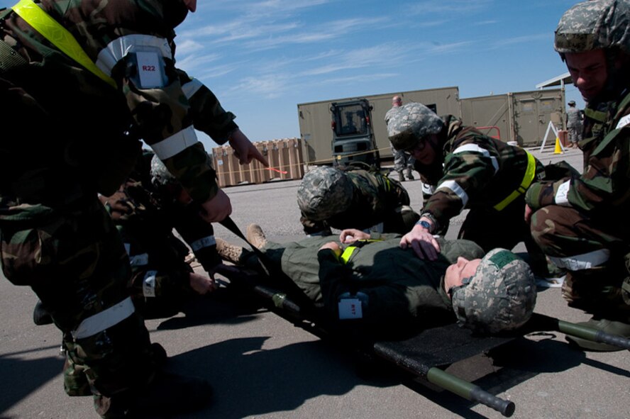 The 241st Air Traffic Control Squadron, 139th Airlift Wing, St. Joseph, Mo., conducts an operational readiness exercise (ORE) in anticipation of an operational readiness inspection (ORI) on April 8, 2010. Their ORI is scheduled for June of 2010. (U.S. Air Force photo by Master Sgt. Shannon Bond/Released)