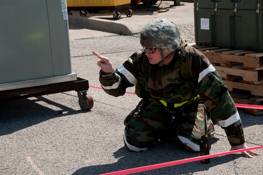 The 241st Air Traffic Control Squadron, 139th Airlift Wing, St. Joseph, Mo., conducts an operational readiness exercise (ORE) in anticipation of an operational readiness inspection (ORI) on April 8, 2010. Their ORI is scheduled for June of 2010. (U.S. Air Force photo by Master Sgt. Shannon Bond/Released)