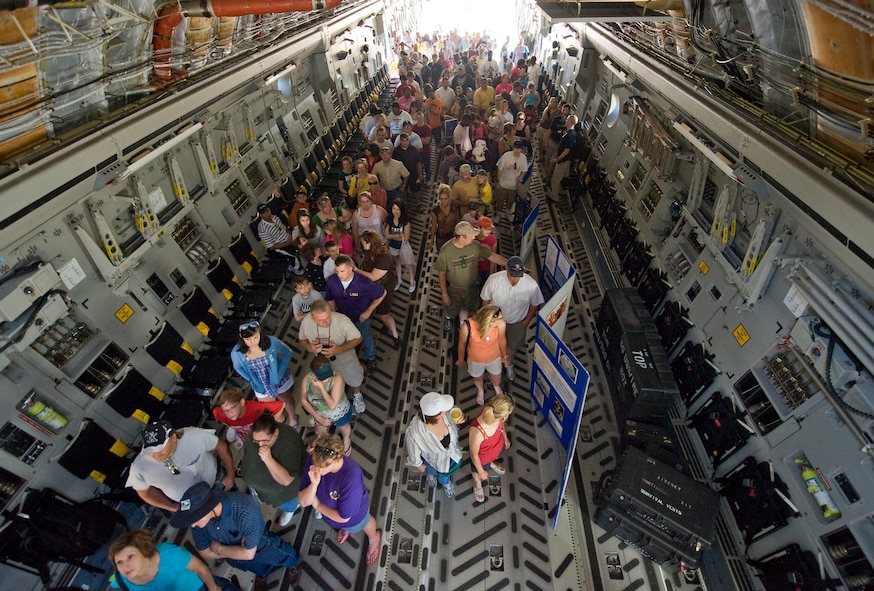 BARKSDALE AIR FORCE BASE, La. – Visitors to the 2010 Defenders of Liberty Air Show explore a C-17 Globemaster III static display here Sunday, April 25. Several aircraft were displayed during the event, which gave Barksdale Airmen and the local community an opportunity to see first hand the capabilities of today’s Air Force. (U.S. Air Force photo by Senior Airman Chad Warren) (RELEASED)
