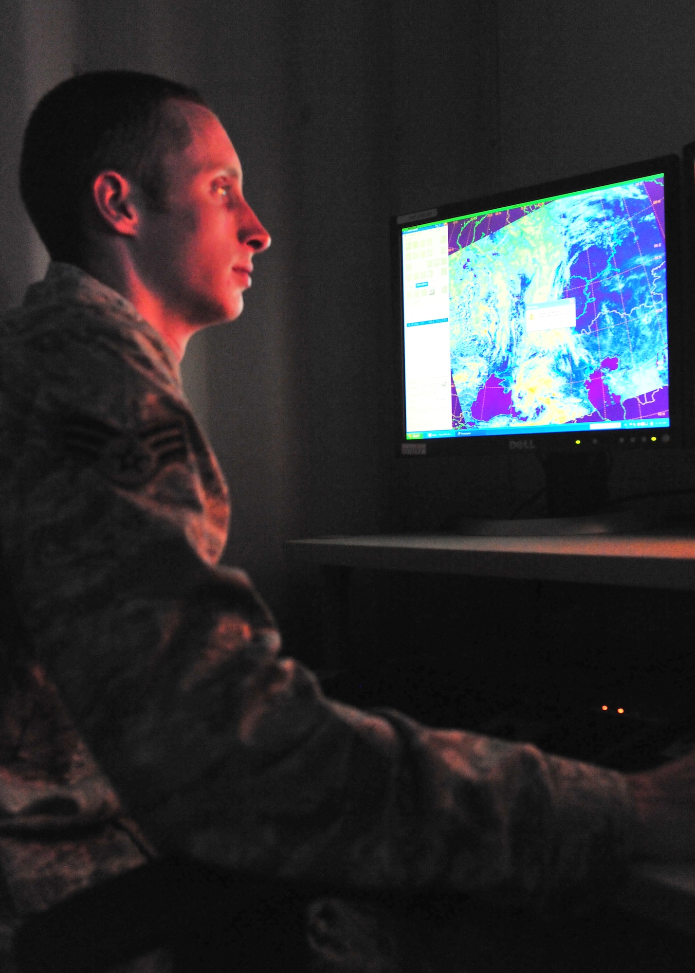 100422-F-8430J-004
SHAW AIR FORCE BASE, S.C. -- Senior Airman Jake Tate, 20th Operational Weather Squadron, reviews global weather maps April 22, 2010. Airman Tate was diagnosed with Dercum's Disease in February 2009, which is the third rarest disease in the world according to the National Organization of Rare Disorders (NORD). Dercum's Disease is caused by leaky blood vessels and fat nodules that attach to muscles and grow under the skin. They are two to six millimeters in diameter and will push against nerves causing chronic pain and fatigue. (U.S. Air Force photo/Airman 1st Class Amber E. N. Jacobs)