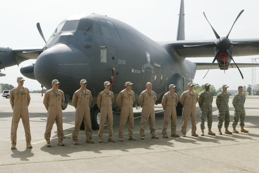 The crew of the first new HC-130J Super Hercules combat rescue tanker was introduced after the unveiling portion of the Roll Out Ceremony held at the Lockheed Martin Aeronautics Company in Marietta, Ga., Apr. 19.
