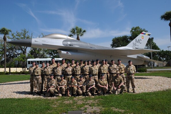 British Royal Air Force cadets from Kent County and Sussex County, Great Britain, visited MacDill Air Force Base, Fla. April 23, 2010 as part of a two-week educational camp in Florida. This trip was the first visit to the U.S. for the majority of the high-school cadets.