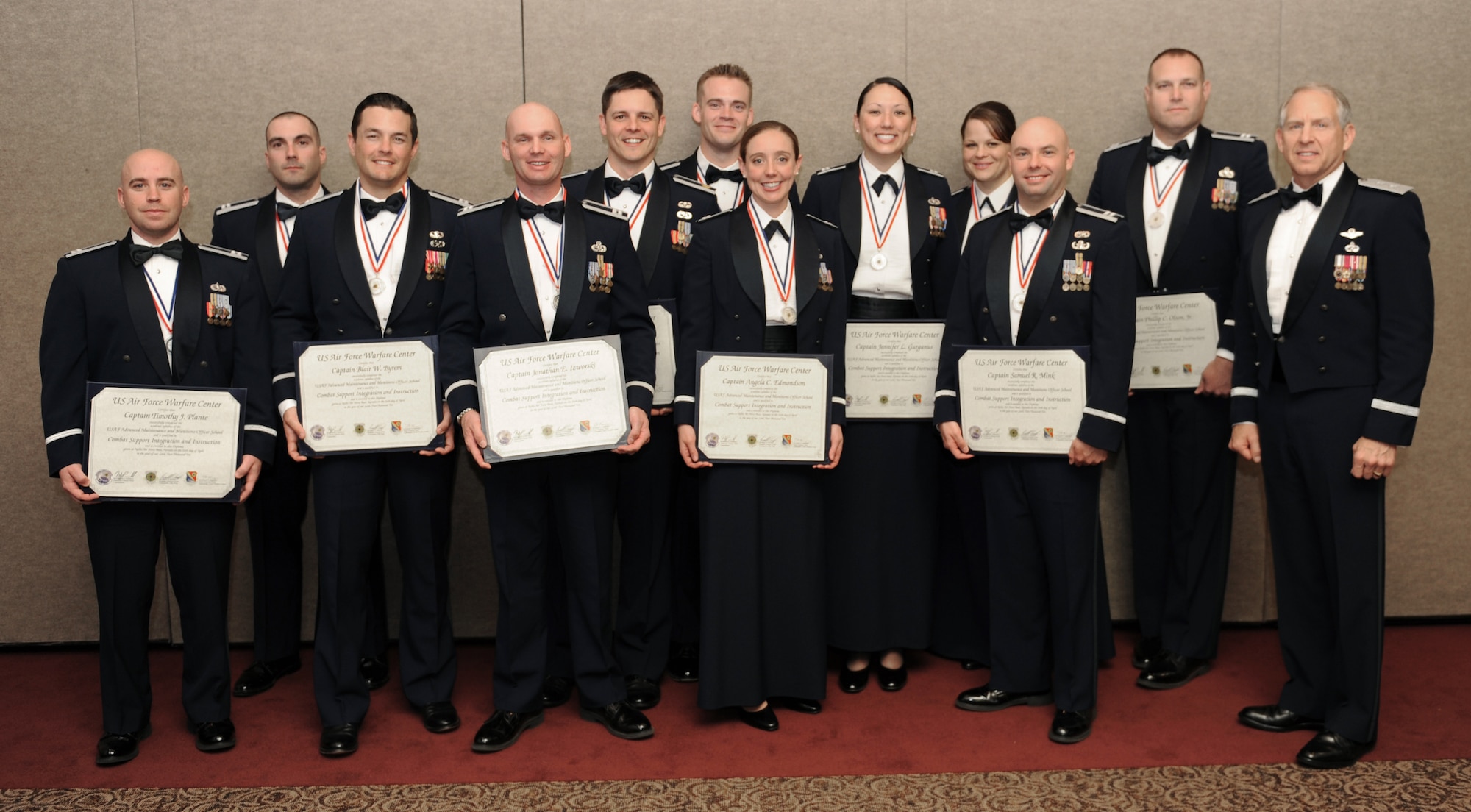 The U.S. Air Force Advanced Maintenance and Munitions Officers School class 10A graduated April 16 at Nellis Air Force Base, Nev.  The 15-week school provides graduate level instruction in expeditionary combat support for Air Force maintenance and munitions officers with the goal of increasing an operational wing's capability and lethality. In this selective program, graduates become competent in the complete spectrum of agile combat support processes and are prepared to lead maintenance in expeditionary combat or mobility aerospace forces. (U.S. Air Force photo by Staff Sgt. Taylor Worley)