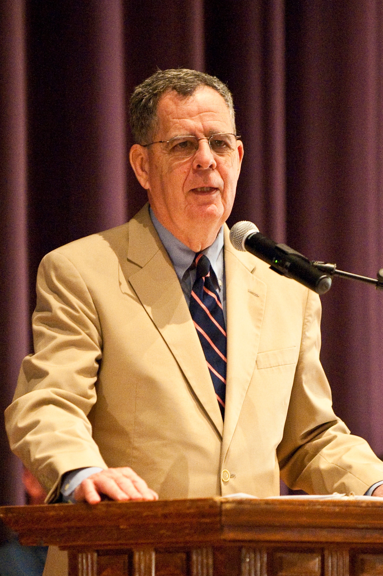 Dennis M. McCarthy, assistant secretary of defense for Reserve Affairs, speaks about the unrivaled commitment of Air Guardsmen during a Hometown Heroes ceremony held April 17, 2010 at Louisville Male High School in Louisville, Ky. The Hometown Heroes program recognizes Air Guardsmen for their service since Sept. 11, 2001. (U.S. Air Force photo/Maj. Dale Greer)