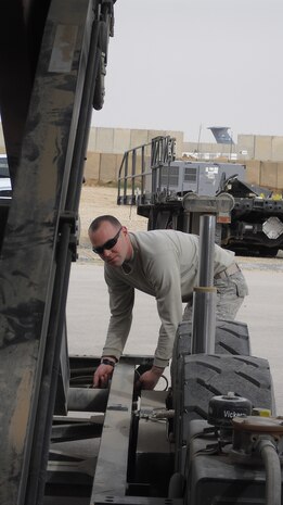 Staff Sgt. Daniel Hauprich, 532nd Expeditionary Operations Support Squadron assistant noncommissioned officer in charge of material handling maintenance (Courtesy photo)