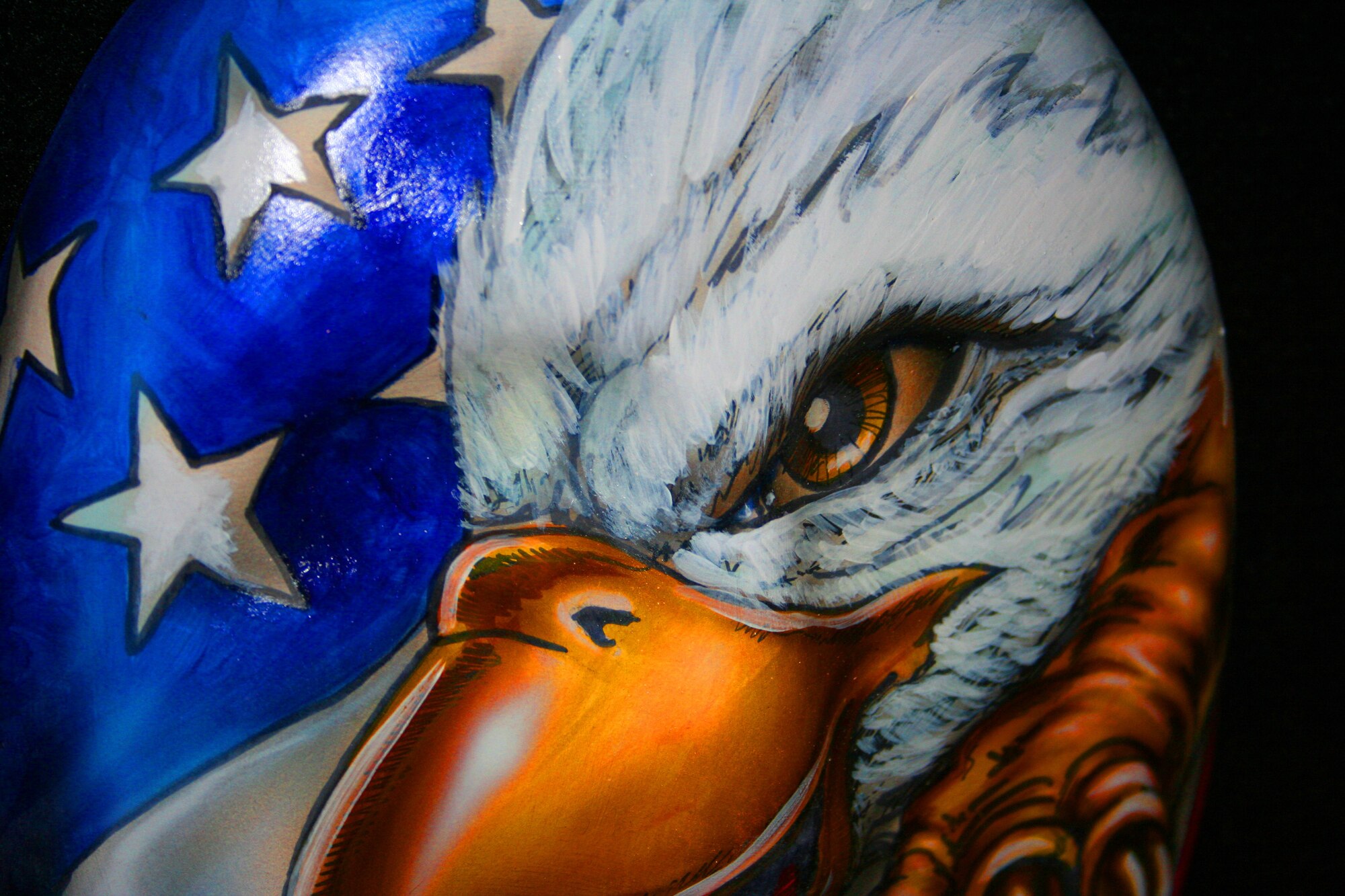 Glendale Police Department Wall of Heroes
Professional illustrator Monte Michael Moore, who created this mask for the Glendale Police Department incorporating the art of their challenge coin, is a top tier artist in the motorcycle industry who has worked with a rnage of clients including Lucas Film Ltd., Coors, Playboy, Marvel Comics, and the U.S. Marine Corps. He is a two-time winner of the World Fantasy Art Show.