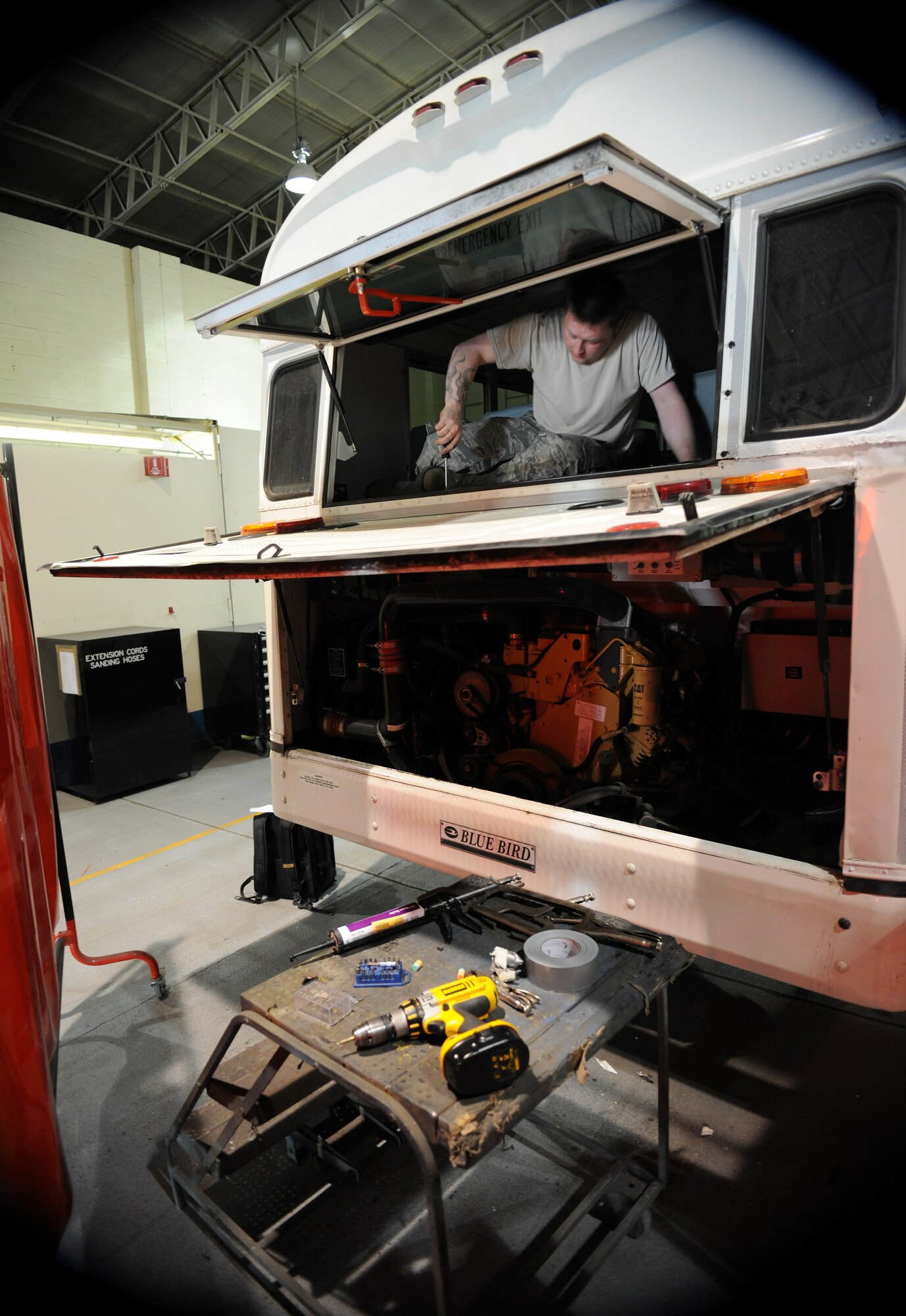 RAF MILDENHALL, England – Senior Airman Joseph Easley, 100th Logistics Readiness Squadron vehicle maintenance technician, installs a back panel after replacing a broken break light wire April 21. (U.S. Air Force photo/ Staff Sgt. Jerry Fleshman) 