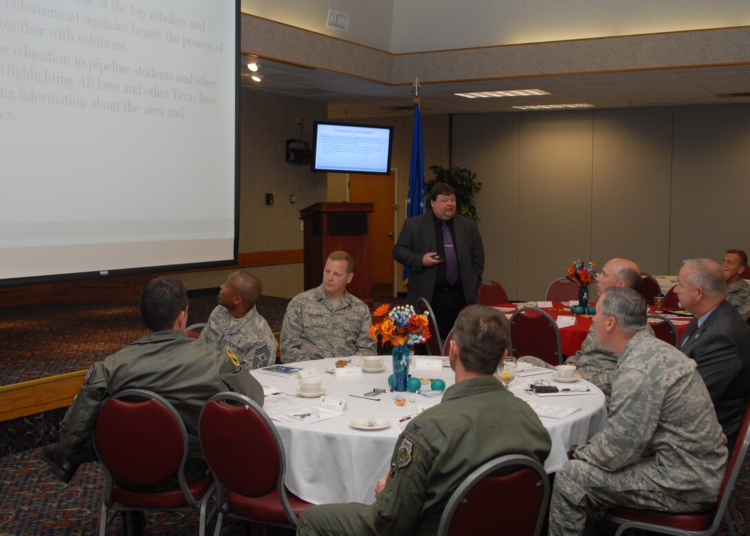 Sheppard leadership hear about their roles as sexual assault first responders during the annual Sexual Assault Response Coordinator Professional Symposium at the Sheppard Club April 27.  The Wichita County District Attorney's office, Texas Alcohol Beverage Commission, National Institute of Crime Prevention and United Regional Health Care System were presenters for the event hosted by Sheppard's Sexual Assault Prevention and Response Office.  (U.S. Air Force photo/Lou Anne Sledge)