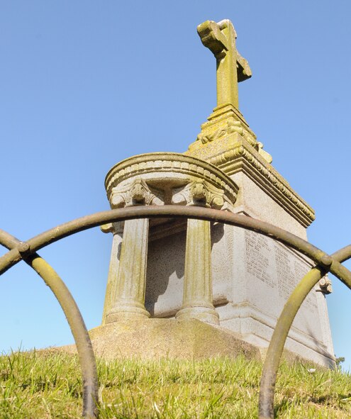 Kessingland, England -- The Kessingland Village war memorial stands to honor fallen servicemembers on the grounds of St. Edmund's Church. The crew of U.S. Air Force B24 Liberator 843 Repulser, which was shot down 66 years ago, was remembered at the site in a memorial service April 22. Relatives of the 12 servicemembers who died in the crash had planned to attend, however grounded flights prevented all but one from arriving. (U.S. Air Force photo/Staff Sgt. Thomas Trower)