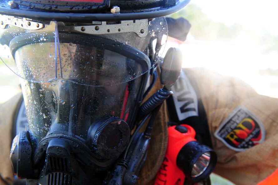 100427-F-6838W-010 
SHAW AIR FORCE BASE, S.C. -- Airman 1st Class Brandon Smith looks on during a structural fire training exercise on April 27, 2010. The 20th Civil Engineer Squadron plans exercises like this throughout the year to provide hands on experience and training. (U.S. Air Force photo/Airman 1st Class Neil D. Warner)