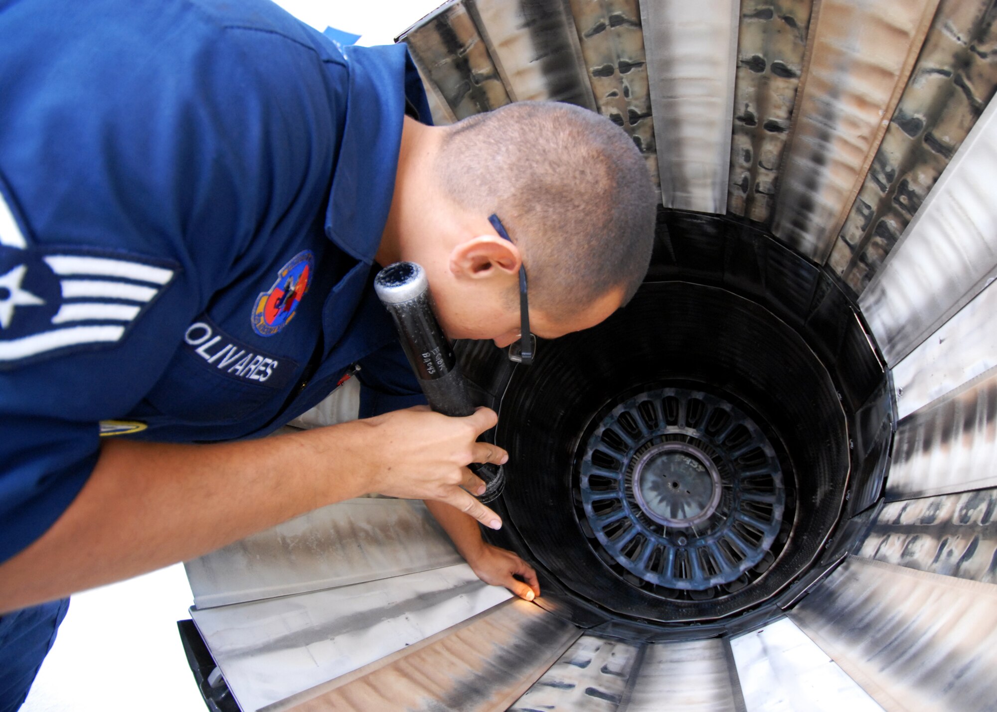 Congratulations to Staff Sgt. Ernest Olivares, 46th Aircraft Maintenance Squadron, on being selected as the Crew Chief of the Year for the wing.  Sergeant Olivares was most proud of having his aircraft fly chase with the F-35 test aircraft in April 2009.  (U.S. Air Force photo/Samuel King Jr.)