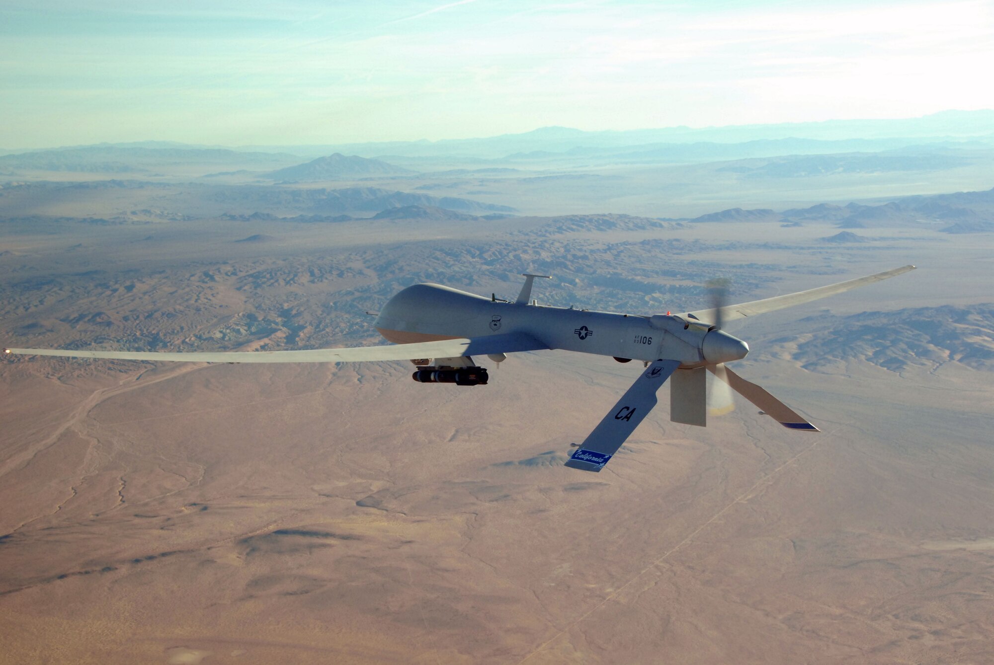 The MQ-1 Predator is a system, not just an aircraft. A fully operational system consists of four aircraft (with sensors), a ground control station, a Predator Primary Satellite Link, or PPSL, along with operations and maintenance crews for deployed 24-hour operations. 
