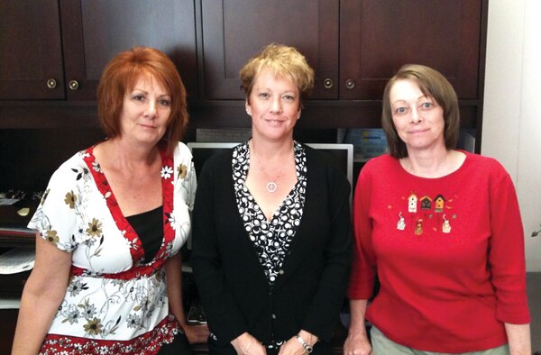 As with their sister organization at Robins AFB, forward demand planners of the 418th SCMS at Hill Air Force Base, Utah, also validate multiple customers’ needs of consumable parts managed by the DLA. From left are, Cheryl Johnson, Annette West and Patsy McMillen. (Courtesy photo)
