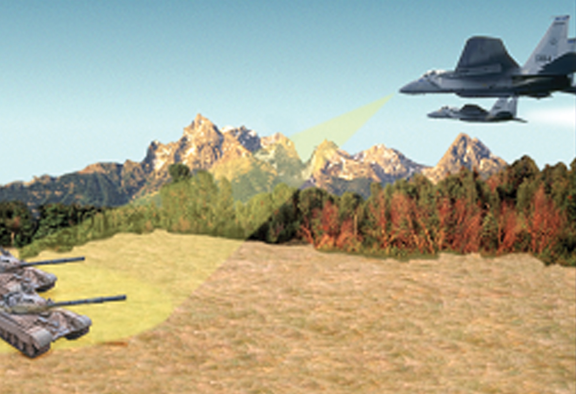 Conceptual depiction of AFRL's Radar Vision 4 technology, which uses radar-based high-range resolution to provide automated moving target identification (AFRL image)