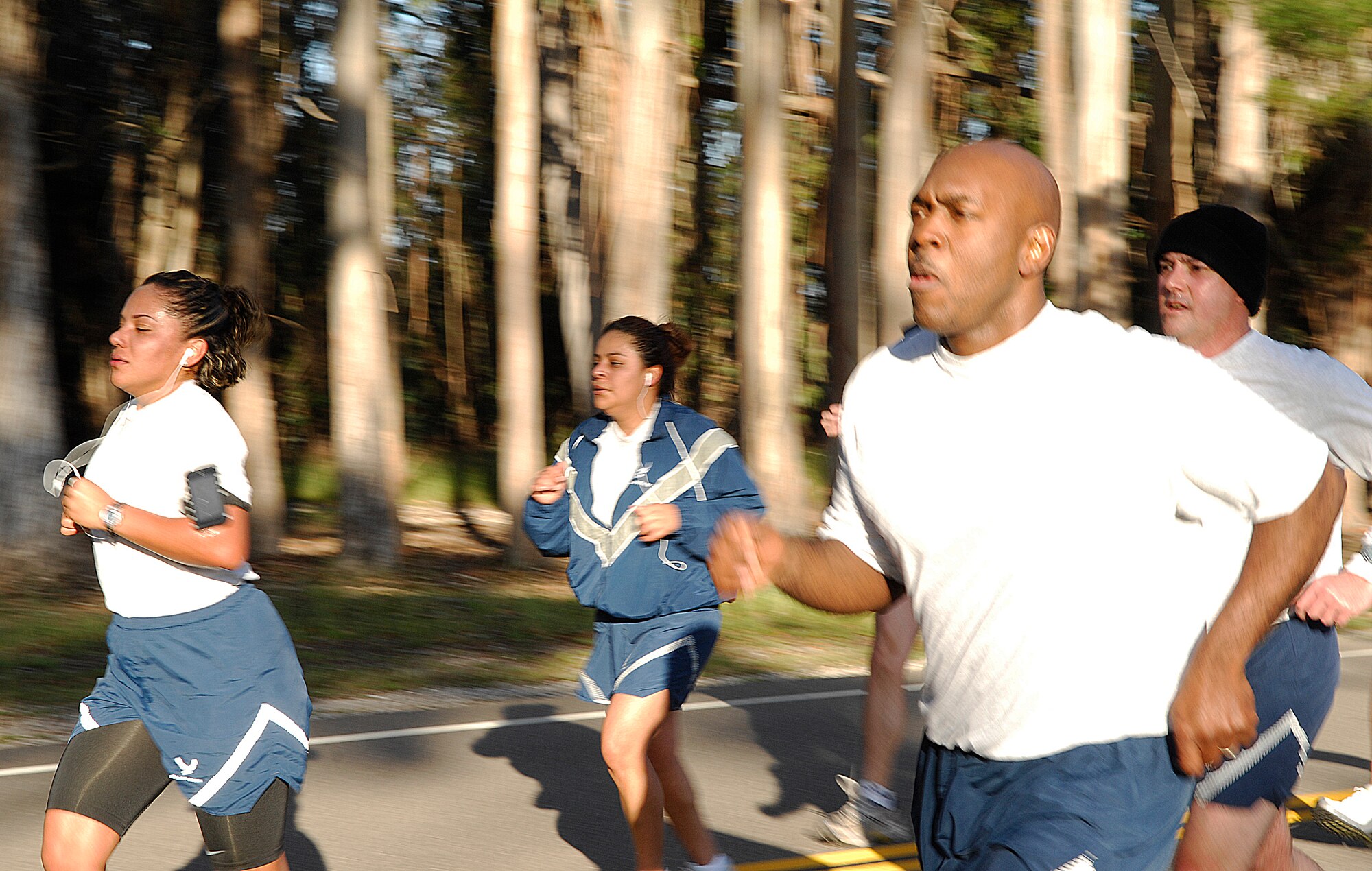 VANDENBERG AIR FORCE BASE, Calif. -- Airmen take part in the 30th Space Wing 5K wing run here Friday, April 30, 2010. Airmen from the 30th Space Wing run together  as a base every month. (U.S. Air Force photo/Senior Airman Heather R. Shaw)