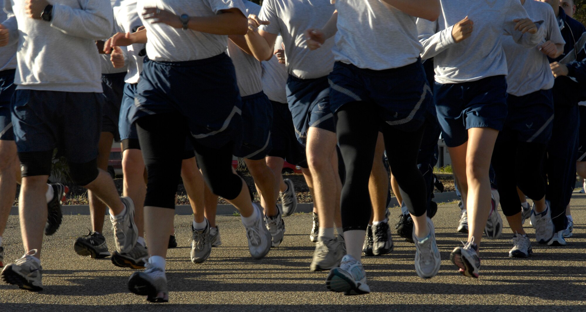 VANDENBERG AIR FORCE BASE, Calif. -- Airmen take part in the 30th Space Wing Fit-to-Fight Run here Friday, April 30, 2010. Airmen in the 30th Space Wing run together as a base every month. (U.S. Air Force photo/Airman 1st Class Lael Huss)