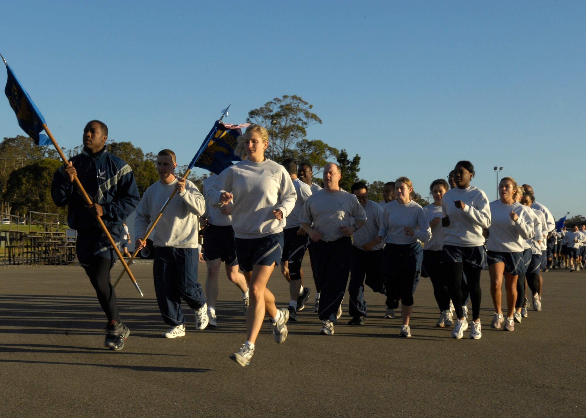 VANDENBERG AIR FORCE BASE, Calif. – Members of Team V begin the Fit-to-Fight Run here Friday, April 30, 2010. Vandenberg Airmen prepare for upcoming deployments and the new Air Force health and fitness standards policies by participating in the monthly Fit-to-Fight runs. (U.S. Air Force photo/Airman 1st Class Lael Huss)