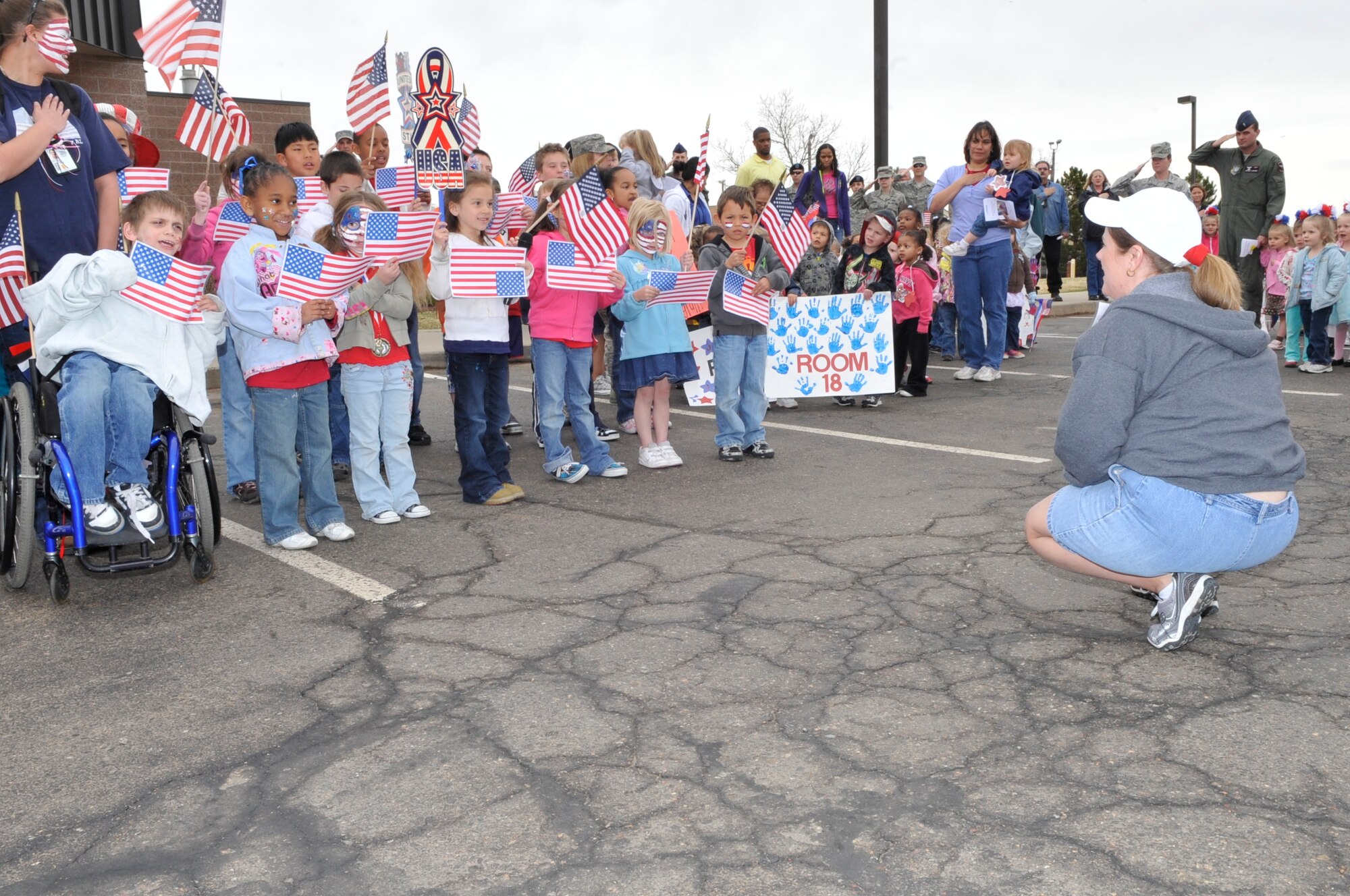 BUCKLEY AIR FORCE BASE, Colo. -- Crested Butte Child Development Center pre-school children perform "Yankee Doodle" at the Month of the Military Child kick-off March 31 for their parents and loved ones. (U.S. photo by Airman 1st Class Paul Labbe)