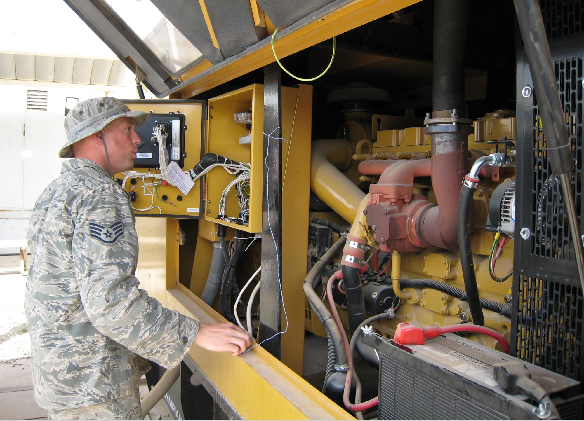 U.S. Air Force Staff Sgt. Marc Bakker, 387th Expeditionary Support Squadron Electrical Power Production, is a Grand Rapids, Mich. native deployed from Royal Air Force Mildenhall, England. (U.S. Air Force photo/Released)