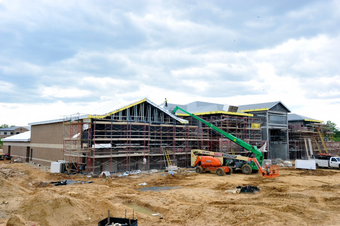 The construction of the Strategic Planning and Development Facility is almost 40percent completed, as of April 28, 2010. The facility being built on Andrews AFB, Md., will accommodate 800 personnel during conferences and meetings.  (U.S. Air Force photo by Bobby Jones, 316th Wing, Public Affairs).
