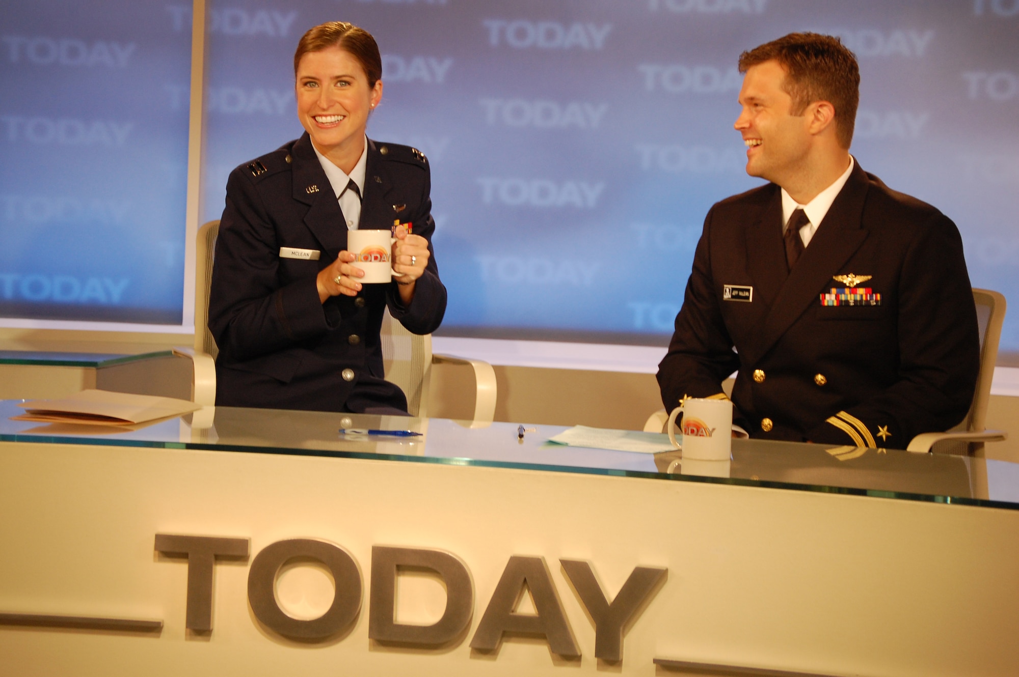 Move over Matt and Meredith, Jeff and Christine are taking over! The couple had a good time behind the scenes of the Today show after their interview with Lester Holt on Sunday, Aug 1. (USAF photo by Maj. Shannon Mann, 916ARW/PA)