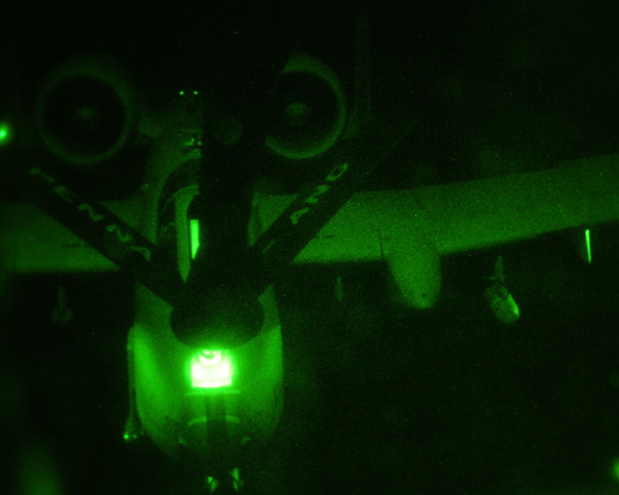 1st Lt. Dan Griffin, a pilot assigned to the 358th Fighter Squadron, readies his A-10C beneath the boom of a KC-135 to receive 2,000 pounds of fuel during a night aerial refueling mission in Southern Arizona July 22. Lieutenant Griffin is a student in the A-10C Pilot Initial Qualification course and was one of six pilots from his squadron to refuel at night during this mission. Upon completion of the course in August he will become a fully qualified A-10C attack pilot. (U.S. Air Force photo/Airman 1st Class Jerilyn Quintanilla)