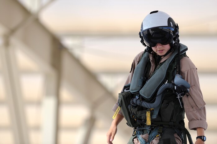 NELLIS AIR FORCE BASE, Nev. -- A U.S. Marine Corps pilot assigned to the Marine Attack Squadron 225, Marine Corps Air Station Miramar, Calif., analyzes the top of an F-18 on July 27, 2010 at Nellis Air Force Base, Nev., during Red Flag 10-4. Red Flag is a realistic combat training exercise involving the air forces of the United States and its allies. The exercise is hosted north of Las Vegas on the Nevada Test and Training Range.  In addition to U.S. aircraft, the Royal Saudi Air Force, Pakistan Air Force and the Republic of Singapore Air Force detachment at Luke AFB, Ariz. will also be participating. (U.S. Air Force Photo by Airman 1st Class Brett Clashman)
