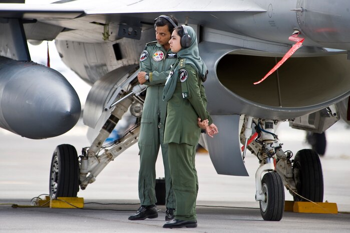 NELLIS AIR FORCE BASE, Nev. -- Maintenance officers from the Pakistan Air Force oversee an early morning launch of their F-16s during Red Flag 10-4 at Nellis on July 26, 2010.  The U.S. Air Force is hosting approximately 100 Pakistan Air Force pilots and support personnel at the world's premier large force employment and integration exercise July 17-31 at Nellis Air Force Base, Nev. This is the PAF's first time participating in the Red Flag exercise. (U.S. Air Force photo/Lawrence Crespo) 



