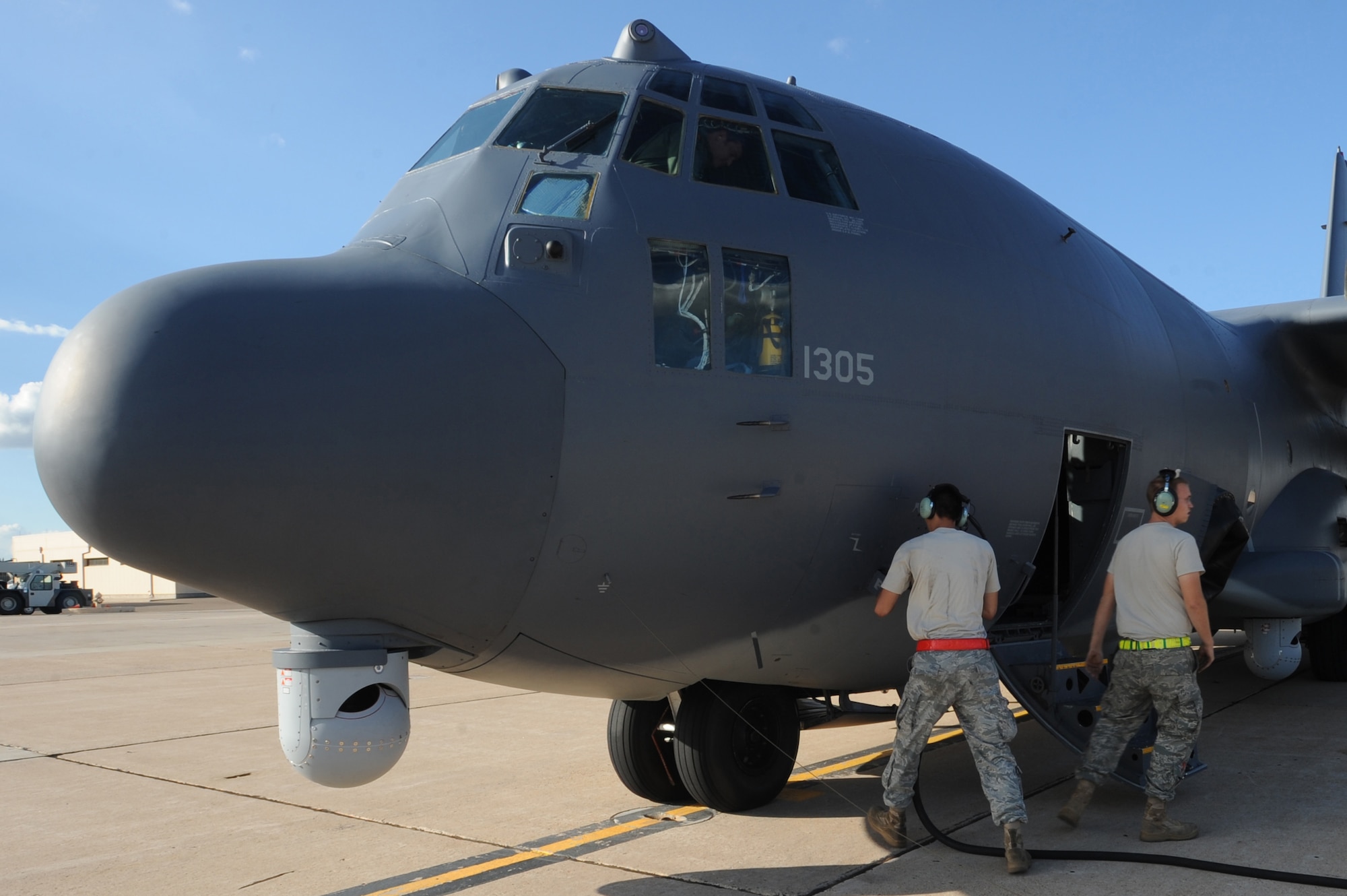 The 73rd Special Operation Squadron takes on a new type of aircraft, the MC-130W Dragon Spear, July 29, 2010. In the future, Cannon will be host to 12 Dragon Spears. (U.S. Air Force photo by Airman 1st Class Maynelinne De La Cruz)