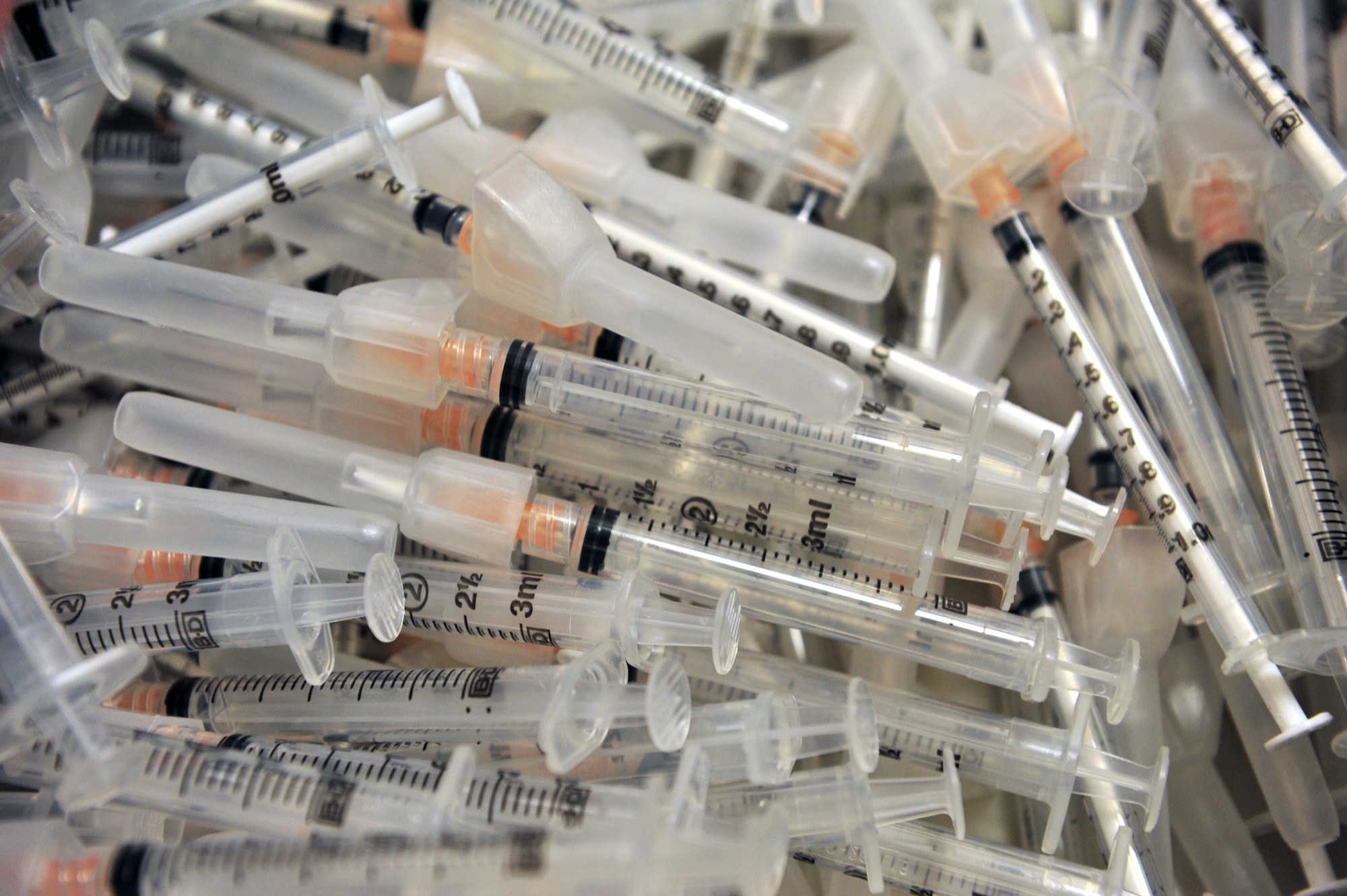 100803-F-8430J-018
SHAW AIR FORCE BASE, S.C. -- Medical syringes used for immunizations August 3, 2010. The month of August is National Immunization Awareness Month, which prepares and informs people for the upcoming cold and flu season. Routine immunizations are important in saving lives since they prevent common diseases. (U.S. Air Force photo/Airman 1st Class Amber E. Jacobs)