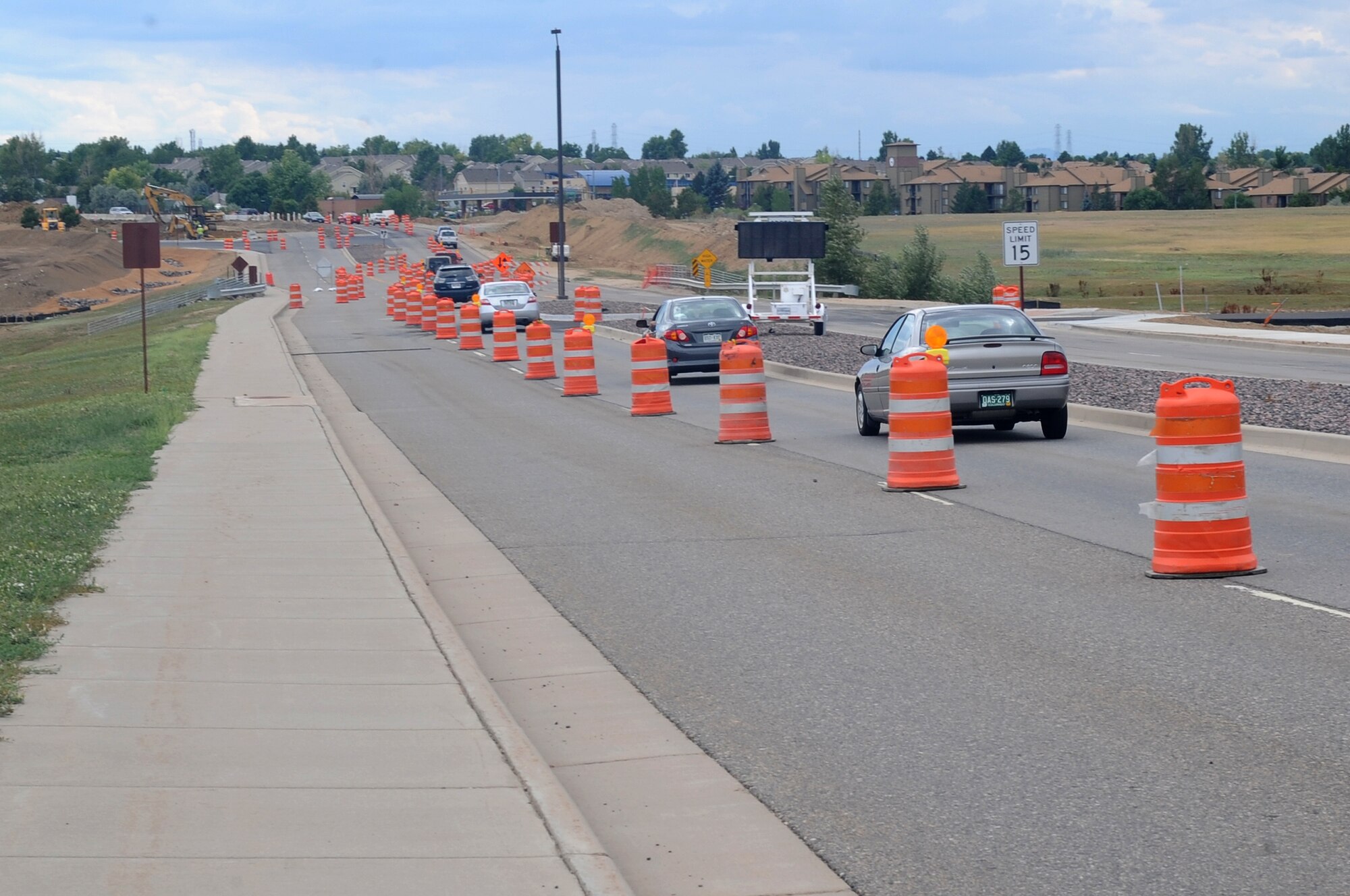 BUCKLEY AIR FORCE BASE, Colo. -- The Mississippi Avenue Gate remains on a one lane in, one lane out schedule as construction continues on the new gate facilities. As a reminder, the gate will maintain a 4:30 a.m. - 8:30 p.m. schedule through Dec. 10, and will be primarily used for construction vehicles. Drivers should expect delays. (U.S. Air Force photo by Airman 1st Class Manisha Vasquez)