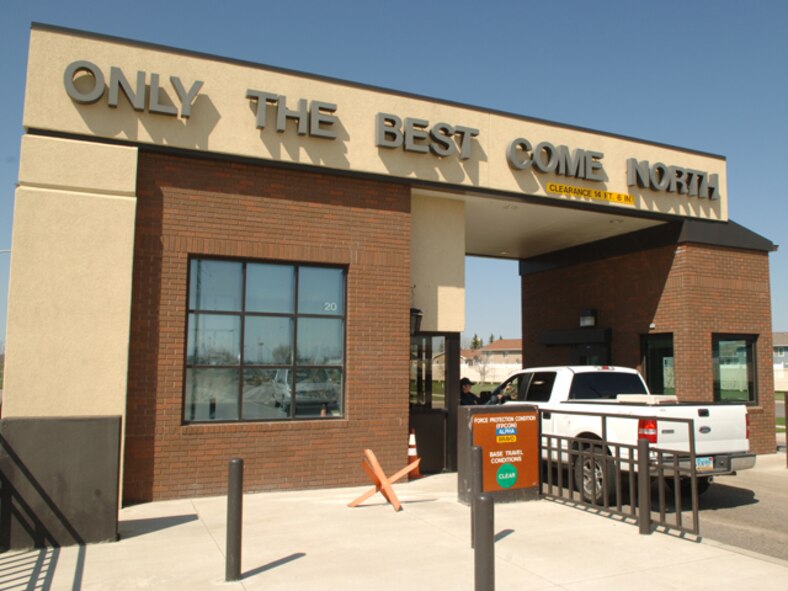 MINOT AIR FORCE BASE, N.D. -- Pictured here is the Minot AFB Main Gate May 19, 2009. (U.S. Air Force photo)