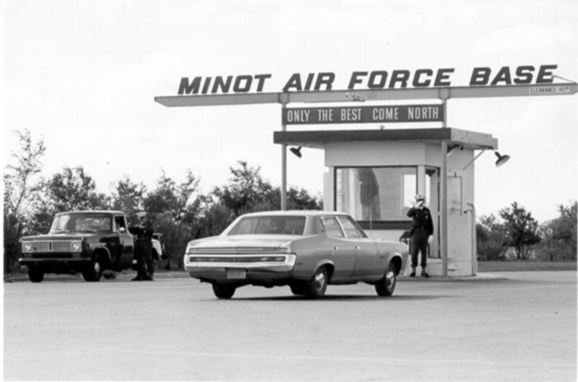 MINOT AIR FORCE BASE, N.D. -- Pictured here is the Minot AFB Main Gate in 1977. (U.S. Air Force photo)