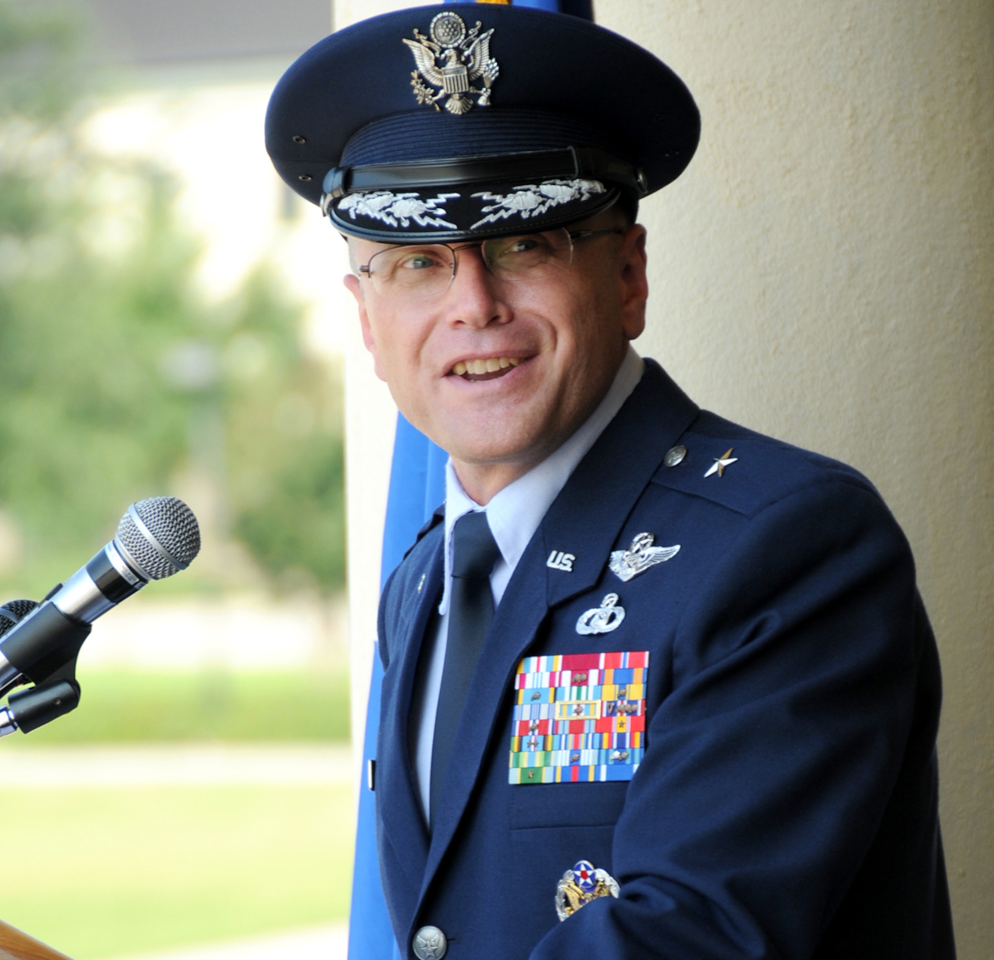 General Mueller addresses Team Keesler after accepting command.  (U.S. Air Force photo by Kemberly Groue)