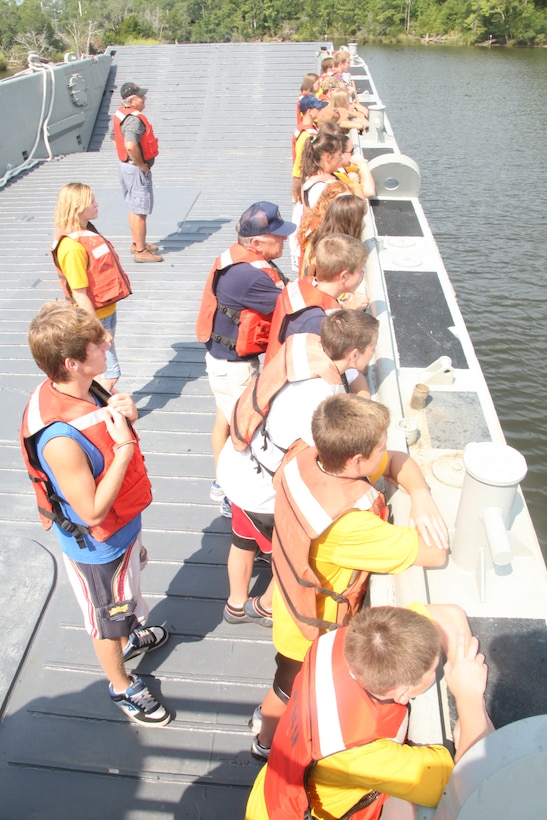 West Carteret High School’s Navy Junior Reserve Officers Training Corps visits Cherry Point to conduct training and learn about the Navy boat docks Aug. 4.