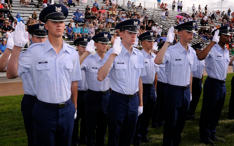 Cadets with the Air Force Academy Class of 2014 swear their oaths of office during the Academy's Acceptance Day ceremony Aug. 4, 2010. Acceptance marks the Class of 2014's transition out of Basic Cadet Training and into the Cadet Wing. (U.S. Air Force photo/Mike Kaplan)