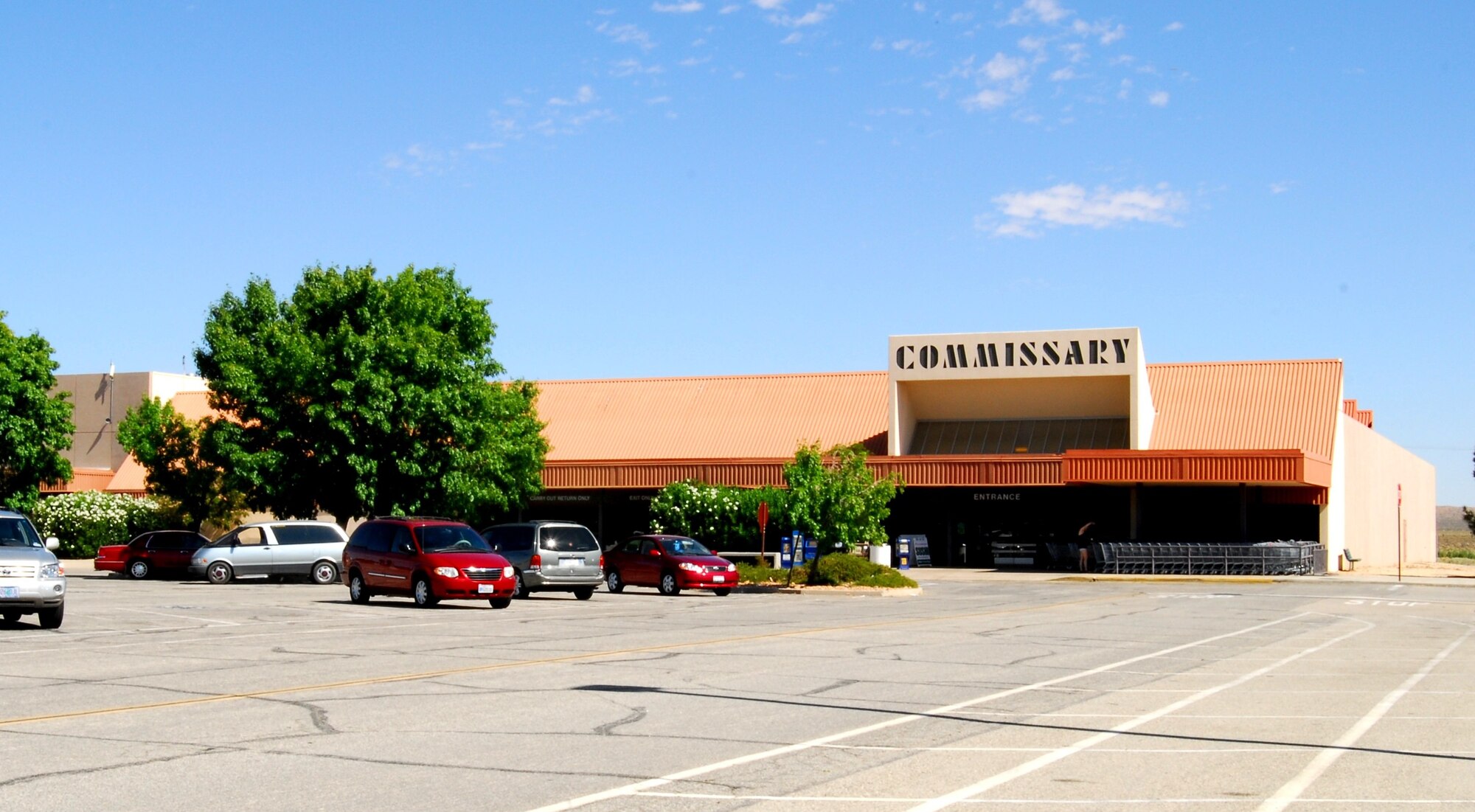 The Defense Commissary Agency here is located in Bldg. 6000, next to the Base Exchange, at the corner of Fitz-Gerald Blvd and Kincheloe Ave.  (Air Force photograph by Stephen K. Robinson)