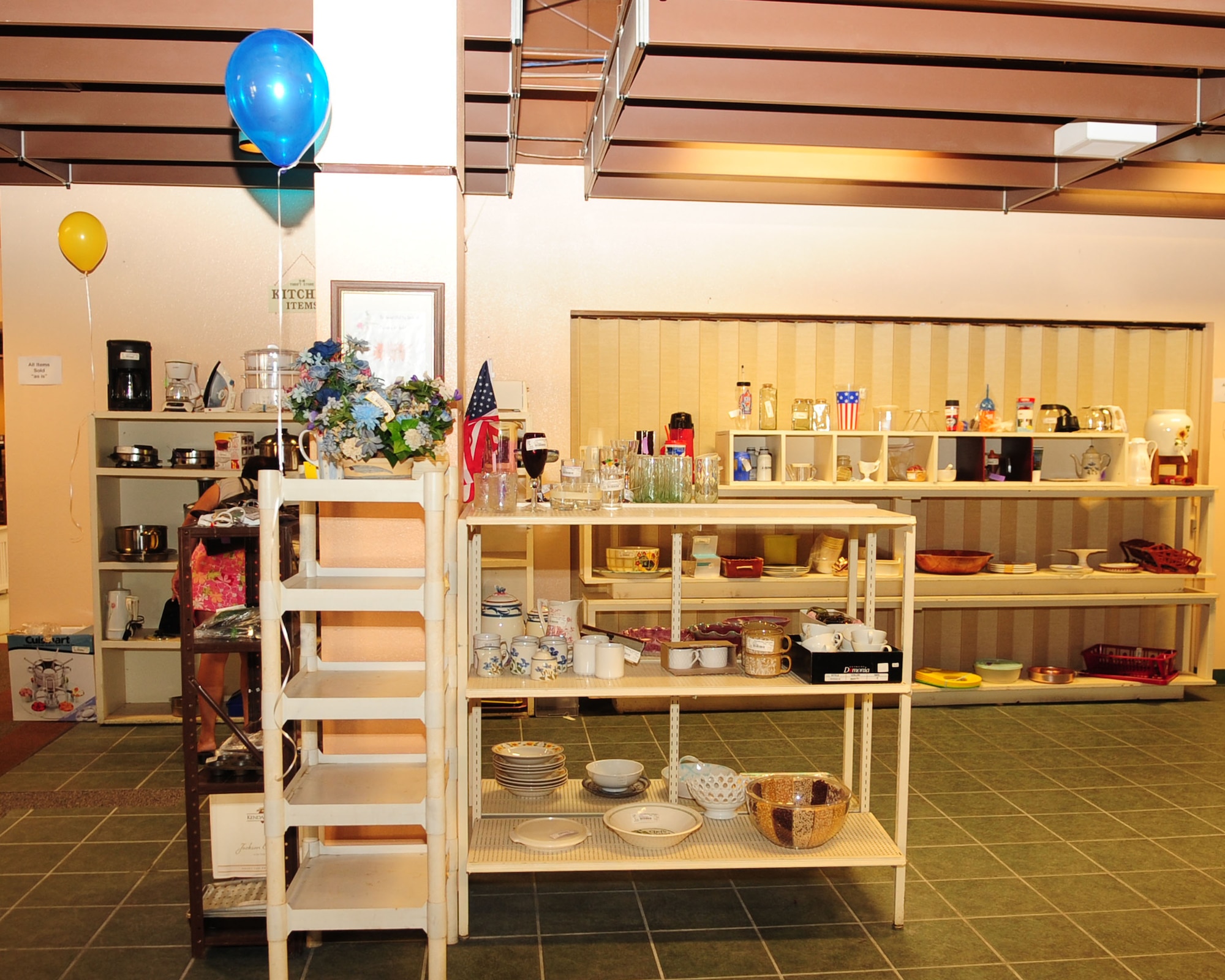From tools and trampolines to vinyl albums and vintage apparel, the D-M
Thrift Shop displayed its wares Aug. 3, 2010, during its annual August
reopening. The shop is open from 9 a.m to 2 p.m. on Tuesdays and Wednesdays
and again from 9 a.m. to noon on the first Saturday of each month from
August 2010 to June 2011 -- but donations are accepted 24/7 in their new
indoor drop-off area. (U.S. Air Force photo/Airman 1st Class Jerilyn
Quintanilla)
