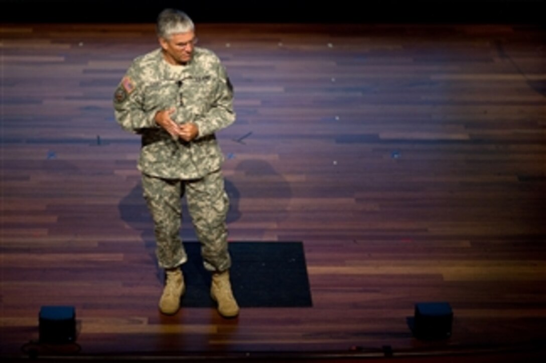 Chief of Staff of the Army Gen. George W. Casey Jr. talks with the World Affairs Council of New Orleans at the National World War II Museum in New Orleans, La., on Aug. 3, 2010.  