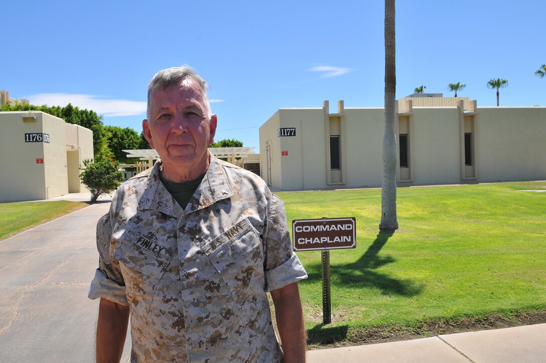 Chaplain James Fulton Finley's friendly demeanor is reflected during his regular visits to Marines across the air station. Finley plans to retire in January 2011.