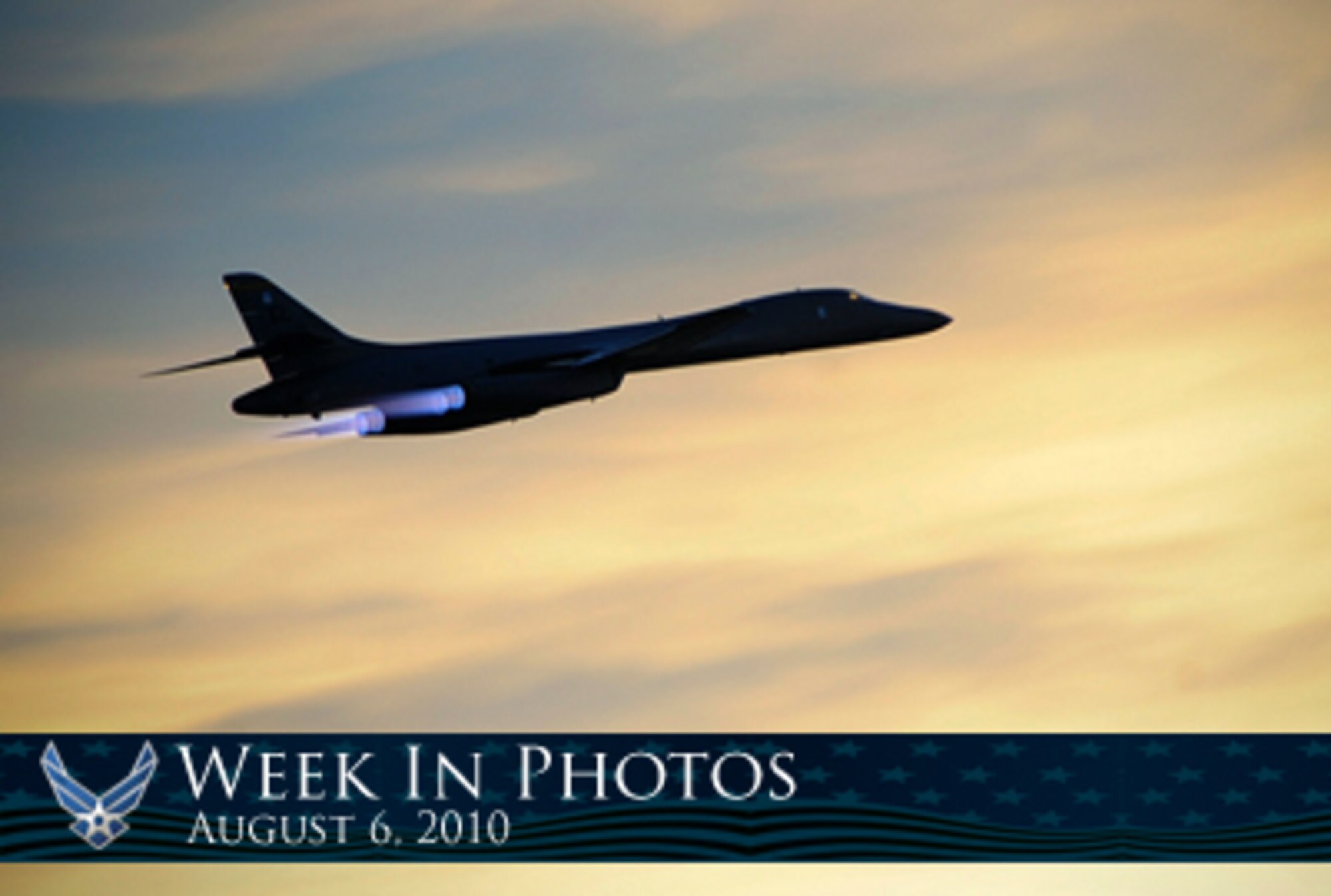 Air Force Week in Photos for Aug. 6, 2010, highlights photos from around the Air Force. In this photo by Airman 1st Class Corey Hook, a B-1B Lancer begins a training mission, Aug. 3, 2010, at Ellsworth Air Force Base, S.D. (U.S. Air Force photo illustration/Corey Parrish) 