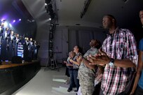 Tops in Blue performs July 28 at the Bob Hope Performing Arts Center. Tops in Blue group is an all active-duty Air Force group made up of amateur performers selected for their entertainment abilities. (U.S. Air Force photo/Robbin Cresswell)
