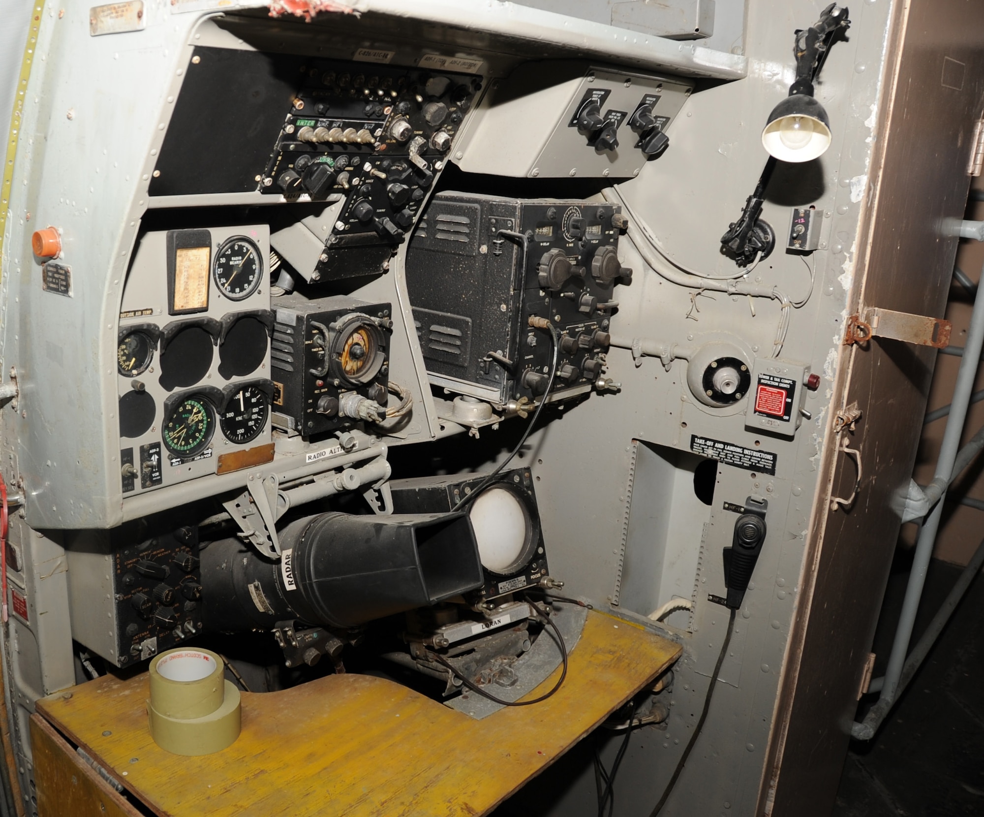 JOINT BASE MCUIRE-DIX-LAKEHURST, N.J. -- The navigation desk sits inside the C-118, Aug. 3, 2010. Usually on display in front of the McGuire passenger terminal, the C-118 is currently under restoration. (U.S. Air Force photo/James Hodges)