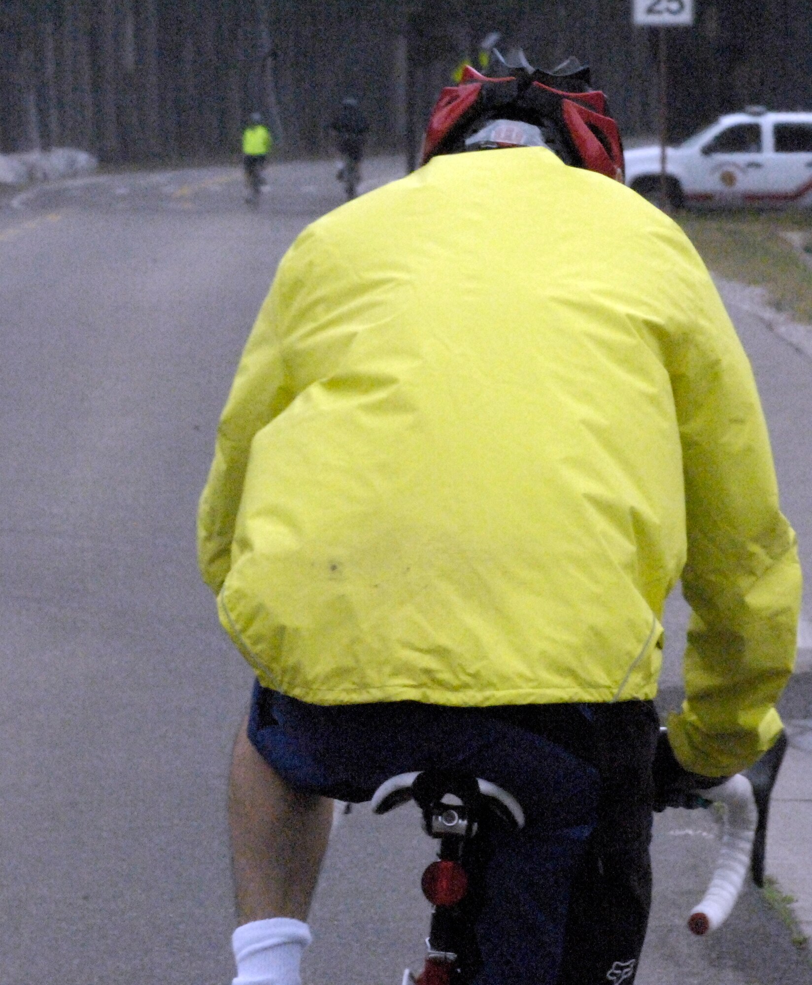 VANDENBERG AIR FORCE BASE, Calif. – Chasing the competition, a participant paces himself during the 20 kilometer bike ride during the annual base triathlon here Saturday, Aug. 7, 2010. The Triathlon is an annual event that consisted of three consecutive events: 400 meter swim, 20 kilometer bike ride and a five kilometer run. (U.S. Air Force photo/Airman 1st Class Lael Huss)