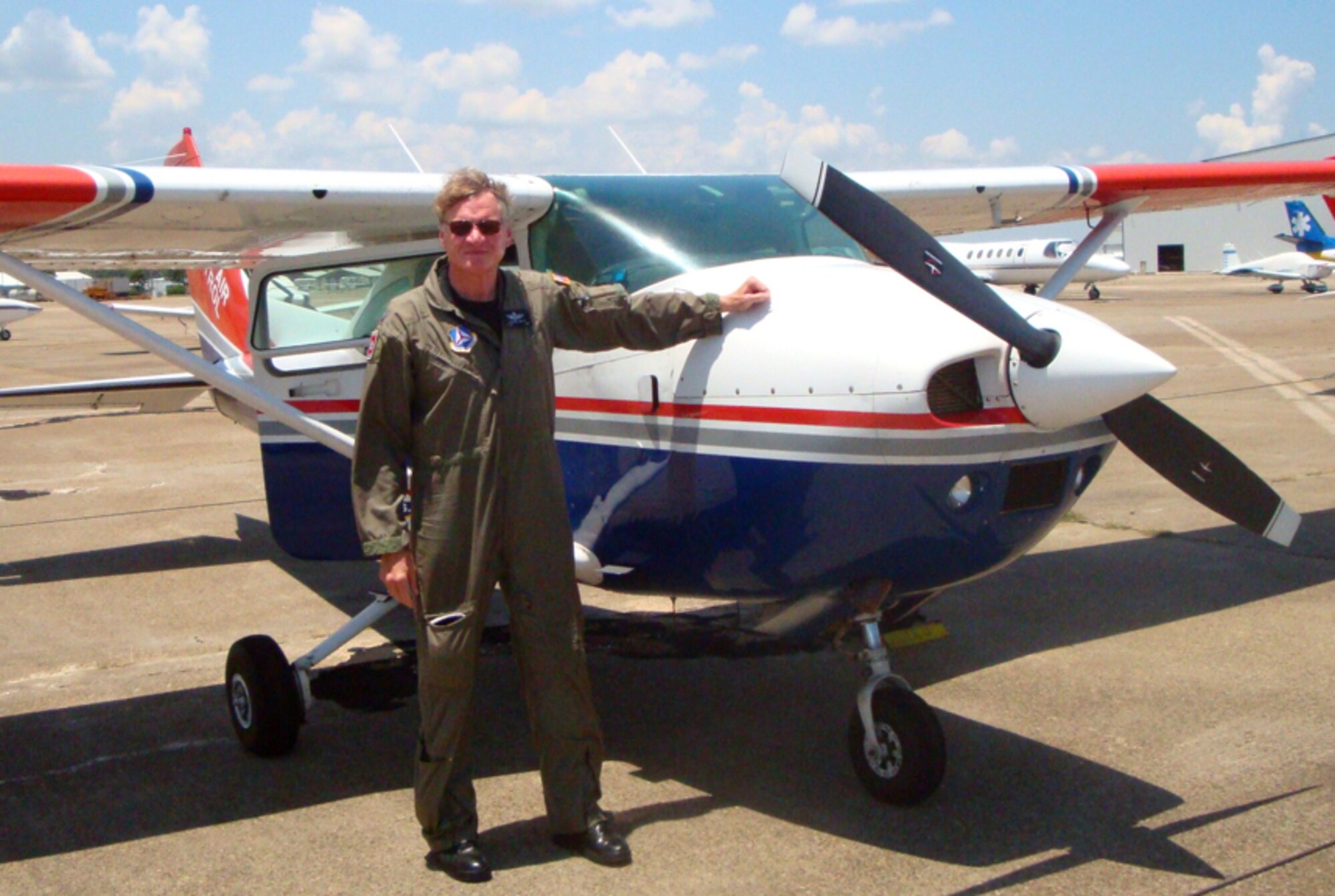 Charlie Smith, an ATA senior engineer and mission pilot for the Civil Air Patrol, poses along-side the Cessna 182 that he flew in support of the Deep Water Horizon Mission from Mobile Alabama. (Photo provided)