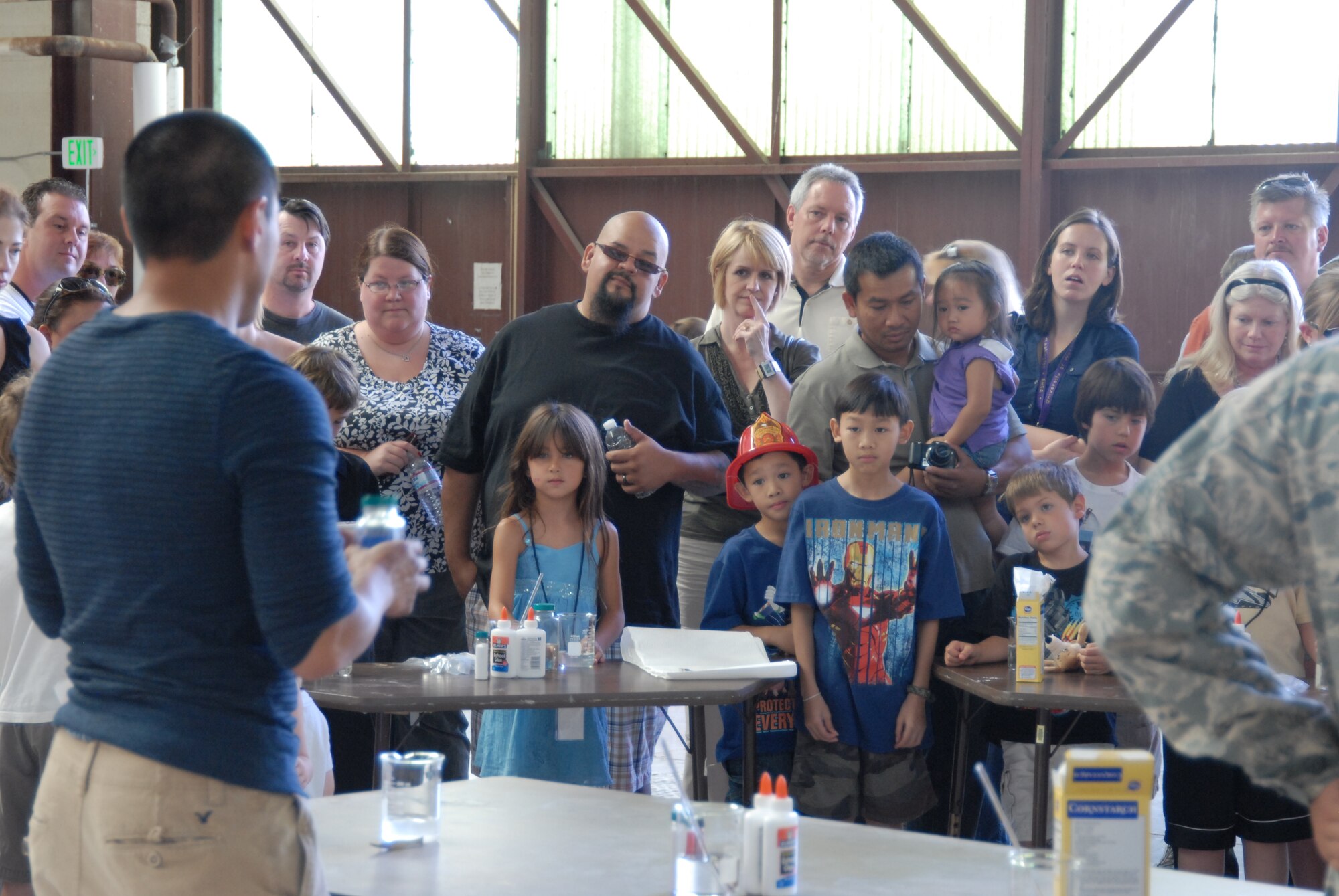 Air Force Reseach Laboratory employees demonstrated several experiments for a packed house on family day Aug. 5.  The AFRL took a break from its daily work schedule to welcome family members and provide a learning experience to children of all ages.  (Air Force photo by Kenji Thuloweit)