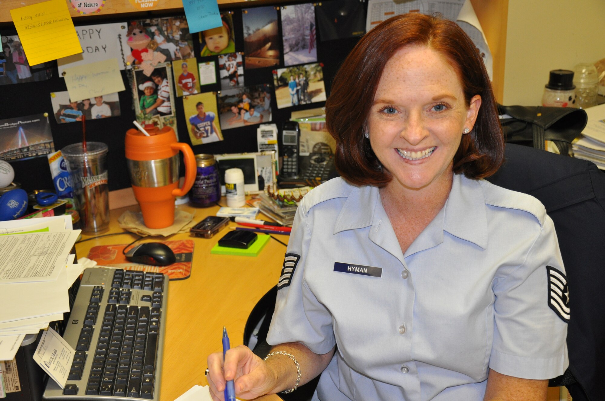 Tech. Sgt. Wendi J. Hyman is a traditional reservist with the 317th Airlift Squadron here. As a civilian, Sergeant Hyman is the aviation resource manager with the 317 AS. She gets the job done by using her great attitude, work ethic and humor.
