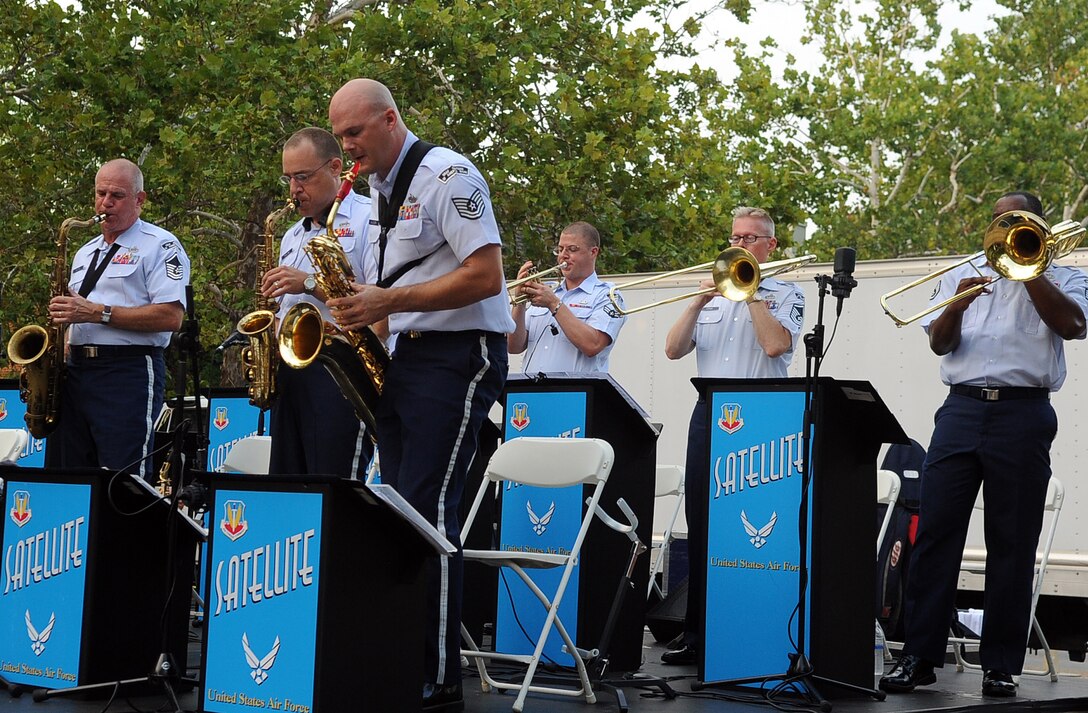 Williamsburg, Va. -- The Langley Air Force Base Heritage of America band performs during their Satellite Jazz Ensemble concert, Aug. 4. The band is scheduled to perform free concerts at Merchants Square in Williamsburg every Wednesday in the month of August, starting at 7pm. (U.S. Air Force photo/Senior Airman Gul Crockett)